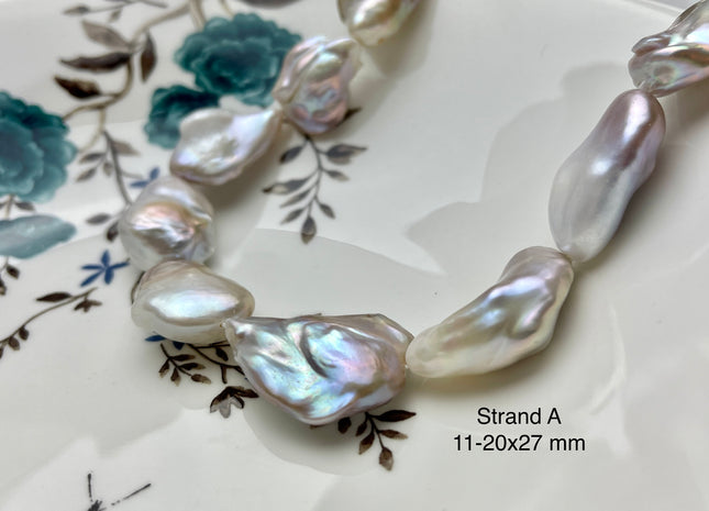 One-Of-A-Kind AAA Very Rare Natural White Pink Mixed Freshwater Keshi Pearl Genuine High Luster Natural Jumbo Keshi Nugget Pearls #P2176