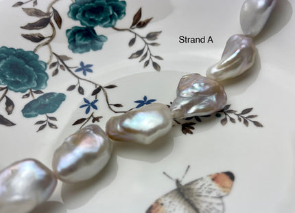 One-Of-A-Kind AAA Very Rare Natural White Pink Mixed Freshwater Keshi Pearl Genuine High Luster Natural Jumbo Keshi Nugget Pearls #P2176