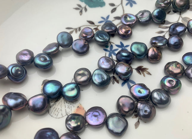 10-13 mm Rainbow Blue Peacock Color Keshi Freshwater Pearls Beads Genuine High Luster Top Drilled Peacock Keshi Cornflake Pearls #P2181