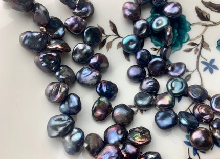 10-13 mm Rainbow Blue Peacock Color Keshi Freshwater Pearls Beads Genuine High Luster Top Drilled Peacock Keshi Cornflake Pearls #P2181