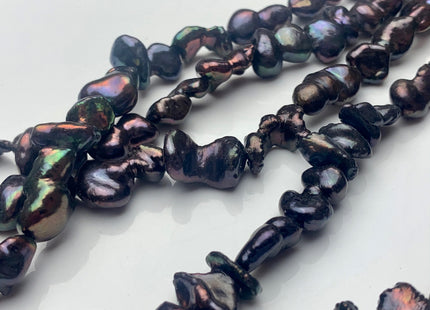 9-12x15-16 mm Limited Edition Dark Metallic Brown Color Irregular Keshi Nugget Freshwater Pearl Beads Genuine Natural Keshi Pearls #P2182