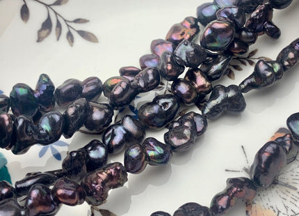 9-12x15-16 mm Limited Edition Dark Metallic Brown Color Irregular Keshi Nugget Freshwater Pearl Beads Genuine Natural Keshi Pearls #P2182