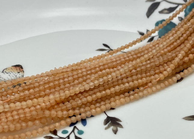 2 mm Faceted Round Tiny Peach Quartz Gemstone Beads Genuine Natural Quartz Loose Beads 13 Inches Strand #4125