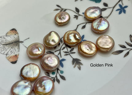 ONE Piece AAA 13-14 mm Natural Mauve Pink Top Quality Super High Luster Smooth Thick Coin Pearl For Earring Pendant And Necklace #P2185