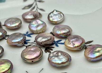 ONE Piece AAA 13-14 mm Natural Mauve Pink Top Quality Super High Luster Smooth Thick Coin Pearl For Earring Pendant And Necklace #P2185