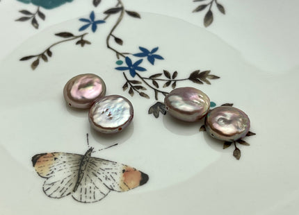 ONE Piece AAA 13-14 mm Natural Mauve Pink Top Quality Super High Luster Smooth Thick Coin Pearl For Earring Pendant And Necklace #P2185