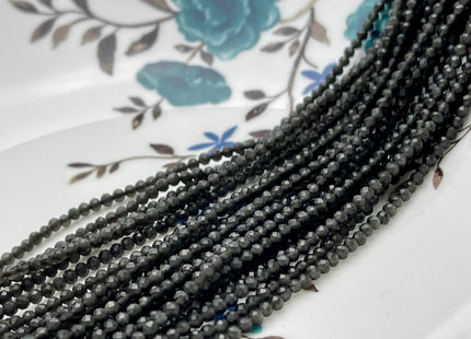 2.5 mm Faceted Round Tiny Black Cat's Eye Gemstone Beads Genuine Natural Cat's Eye Loose Beads 13 Inches Strand #4130