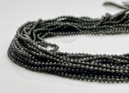 2.5 mm Faceted Round Tiny Black Cat's Eye Gemstone Beads Genuine Natural Cat's Eye Loose Beads 13 Inches Strand #4130