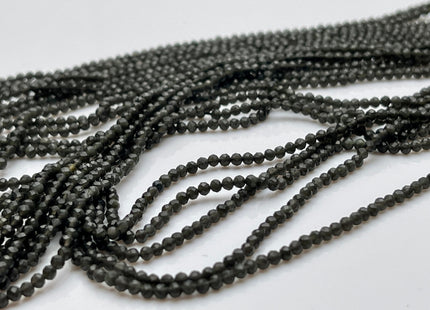 2.5 mm Faceted Round Tiny Black Cat's Eye Gemstone Beads Genuine Natural Cat's Eye Loose Beads 13 Inches Strand #4130