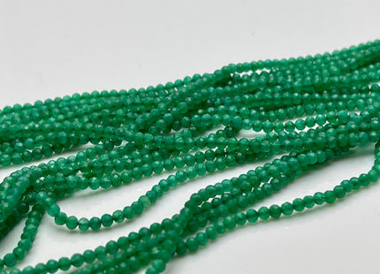2-2.5 mm Faceted Round Tiny Green Onyx Gemstone Beads Genuine Natural Quartz Loose Beads 13 Inches Strand #4132