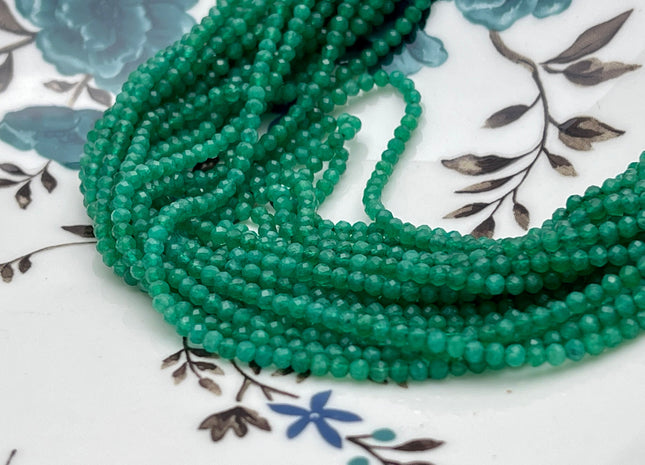 2-2.5 mm Faceted Round Tiny Green Onyx Gemstone Beads Genuine Natural Quartz Loose Beads 13 Inches Strand #4132