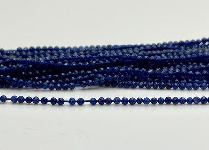 2 mm Faceted Round Tiny Dark Lapis Blue Quartz Gemstone Beads Genuine Natural Quartz Loose Beads 13 Inches Strand #4133