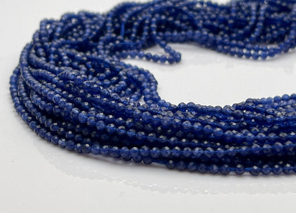 2 mm Faceted Round Tiny Dark Lapis Blue Quartz Gemstone Beads Genuine Natural Quartz Loose Beads 13 Inches Strand #4133