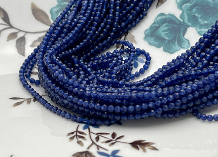 2mm 3mm Faceted Round Tiny Dark Lapis Blue Quartz Gemstone Beads Genuine Natural Quartz Loose Beads 13 Inches Strand #4133
