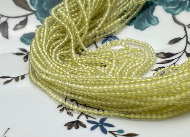 2 mm Faceted Round Tiny Lemon Quartz Gemstone Beads Genuine Natural Quartz Loose Beads 13 Inches Strand #4134