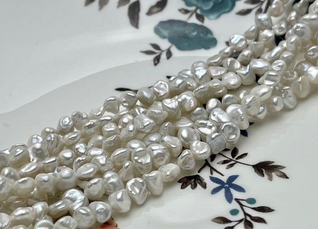3.5-5 mm Natural White Keshi Nugget Freshwater Pearl Beads Center Drilled Keshi Pearls Genuine Freshwater Tiny Keshi Nugget Pearls #234