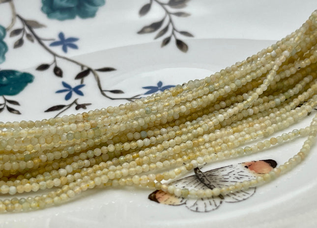 2 mm Faceted Round Tiny Multi Yellow Aquamarine Gemstone Beads Genuine Natural Aquamarine Loose Beads 13 Inches Strand #4141