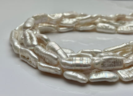 9-10x19-23 mm Natural White Biwa Stick Freshwater Pearl Beads Genuine High Luster Unique Natural White Biwa Stick Pearls #P2189