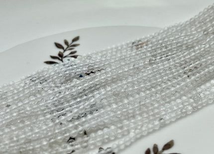 2 mm Faceted Round Tiny Clear Quartz Gemstone Beads Genuine Natural Clear Quartz Loose Beads 13 Inches Strand #4143