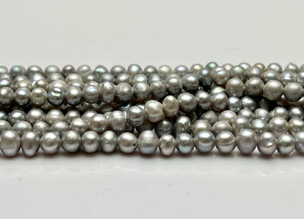 4-5 mm Silver Gray Color Potato Freshwater Pearl Beads Genuine Cultured Freshwater Pearl Beads Gray Potato Pearl Beads #P2192