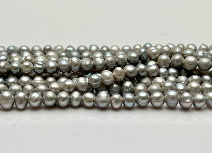 4-5 mm Silver Gray Color Potato Freshwater Pearl Beads Genuine Cultured Freshwater Pearl Beads Gray Potato Pearl Beads #P2192