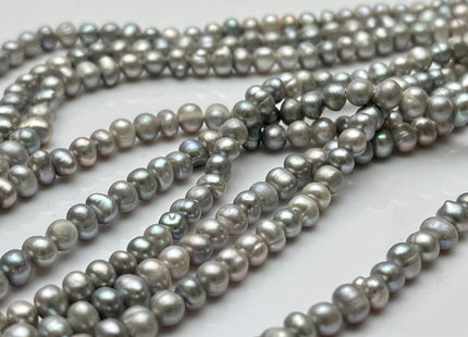 4-5 mm Silver Gray Color Potato Freshwater Pearl Beads Genuine Cultured Freshwater Pearl Beads Gray Potato Pearl Beads B Grade #P2192