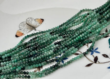 2.5 mm Natural Shaded Emerald Gemstone Beads Faceted Round Shape Genuine Green Emerald Tiny Gemstone Bead 12.5 Inches Strand #4144