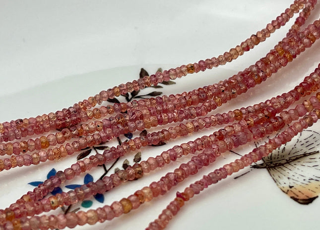 3 mm Natural Orange Red Sapphire Gemstone Beads Faceted Rondelle Shape Genuine Orange Red Sapphire Gemstone Beads 15 Inches Strand #4152
