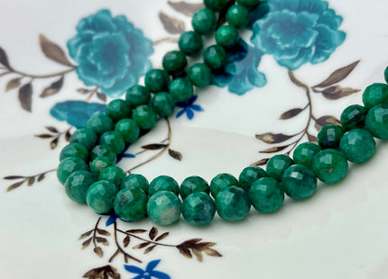 3 Pieces 7-8 mm Natural Emerald Gemstone Beads Faceted Round Shape Genuine Green Emerald Gemstone Bead #4157