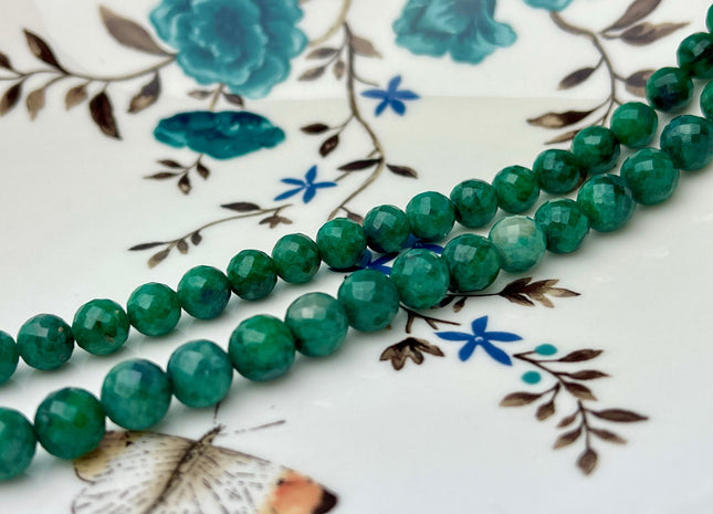 3 Pieces 7-8 mm Natural Emerald Gemstone Beads Faceted Round Shape Genuine Green Emerald Gemstone Bead #4157