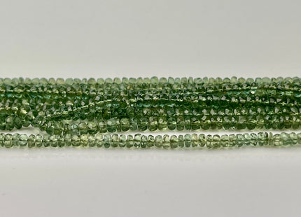 3-4 mm Natural Green Apatite Gemstone Beads Faceted Rondelle Shape Genuine Green Apatite Gemstone Beads 14 Inches Strand #4160
