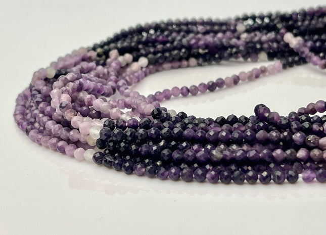 3 mm Natural Shaded Sugilite Gemstone Beads Faceted Round Shape Genuine Purple Sugilite Tiny Gemstone Bead 12.5 Inches Strand #4167