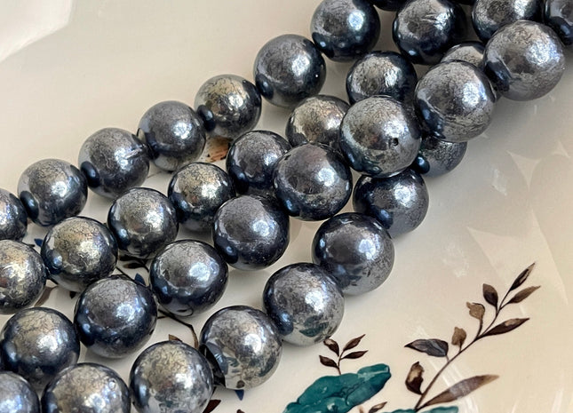 15-16mm Jumbo Extra Shiny Large Hole Half Strand Dark Peacock Edison Freshwater Pearls Hole Size 2.1mm Genuine Edison Pearl 12 Pieces #P2198