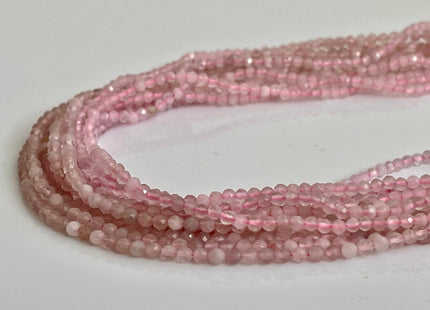 BEST DEAL 2 mm Faceted Round Tiny Rose Quartz Gemstone Beads Genuine Natural Pink Rose Quartz Loose Beads 15.5 Inches Strand #4177