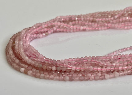 BEST DEAL 2 mm Faceted Round Tiny Rose Quartz Gemstone Beads Genuine Natural Pink Rose Quartz Loose Beads 15.5 Inches Strand #4177