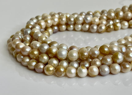 8-10 mm AA Natural Champagne Color Potato Freshwater Pearl Beads Genuine Natural Freshwater Pearl Beads 50 Beads#P2199