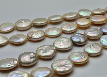 15-16 mm Natural Pink Color Round Flat Coin Freshwater Pearls Genuine Freshwater Flat Coin Pearl Beads #411