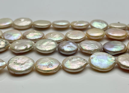 15-16 mm Natural Pink Color Round Flat Coin Freshwater Pearls Genuine Freshwater Flat Coin Pearl Beads #411