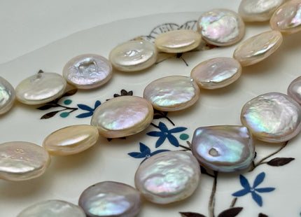 15-16 mm Natural Pink Color Round Flat Coin Freshwater Pearls Genuine Freshwater Flat Coin Pearl Beads #411