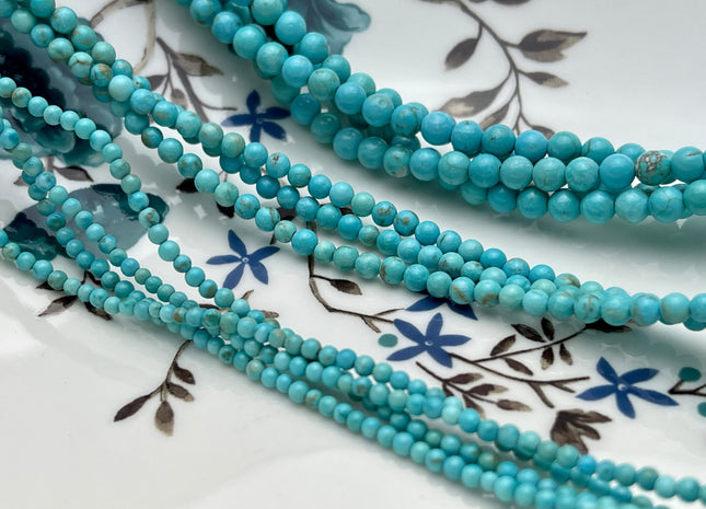 2mm 3mm 4mm Smooth Round Turquoise Gemstone Beads 15.5 Inches Strand #4179