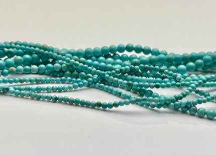 2mm 3mm 4mm Smooth Round Turquoise Gemstone Beads 15.5 Inches Strand #4179