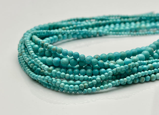 2mm 3mm 4mm 6mm Smooth Round Turquoise Gemstone Beads 15.5 Inches Strand #4179