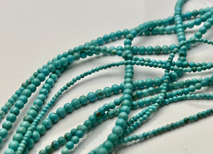 2mm 3mm 4mm Smooth Round Turquoise Gemstone Beads 15.5 Inches Strand #4179