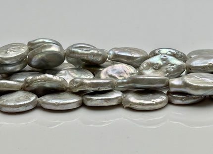 11-12x15-16 mm Silver Gray Freshwater Oval Coin Pearl Beads Genuine Coin Pearls High Luster Gray Oval Coin Pearl Beads #1791