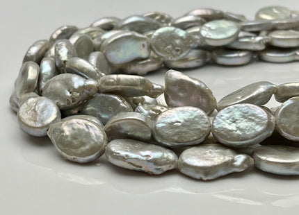 11-12x15-16 mm Silver Gray Freshwater Oval Coin Pearl Beads Genuine Coin Pearls High Luster Gray Oval Coin Pearl Beads #1791