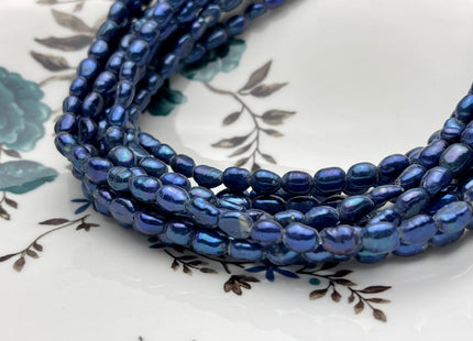 7x9 mm Large Hole Royal Blue Color Rice Nugget Freshwater Pearls Hole Size 1.8mm OR 2.0mm Genuine Rice Nugget Pearl Beads B Grade #P2214