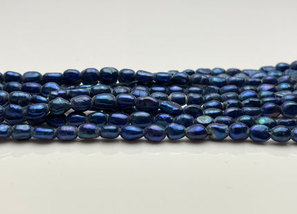 7x9 mm Large Hole Royal Blue Color Rice Nugget Freshwater Pearls Hole Size 1.8mm OR 2.0mm Genuine Rice Nugget Pearl Beads B Grade #P2214