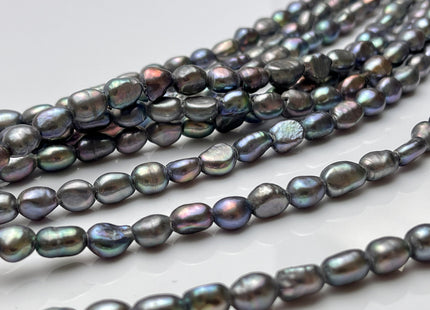 4-5x6 mm 7x9 mm Large Hole Abalone Gray Color Rice Nugget Freshwater Pearls Hole Size 1.2mm OR 1.8mm Genuine Rice Nugget Pearl Beads #P2210