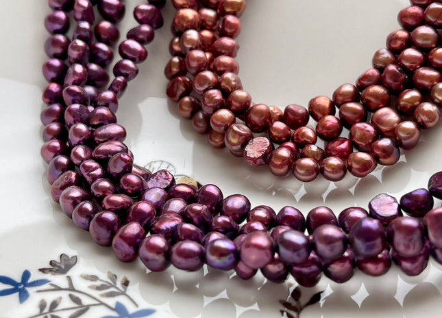 6 mm Potato Nugget Dark Rose Pink/ Purple Color Freshwater Pearl Beads Genuine Small Tiny Nugget Freshwater Pearl #P2228