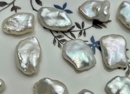 One Piece 10-13x15-20 mm AAA Very Rare Natural White Freshwater Flat Keshi Pearl Genuine High Luster Natural Keshi Nugget Pearl #P2220